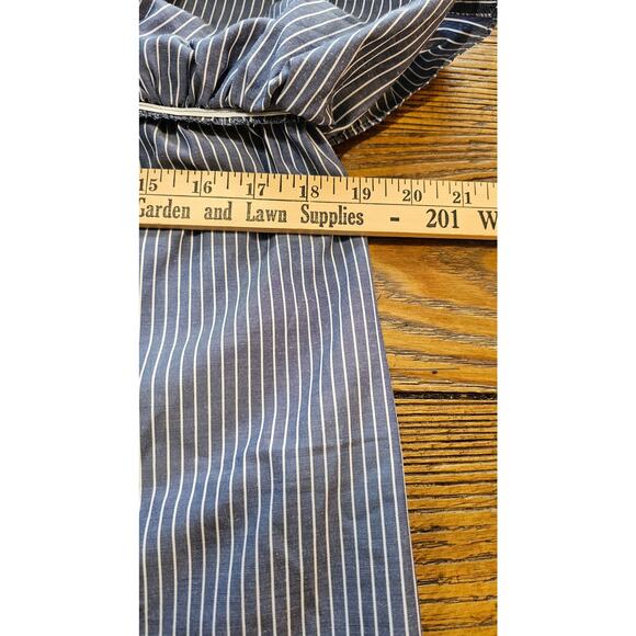Sweet Wanderer Dress Womens Large Ruffle One Shoulder Striped Blue & White - Picture 7 of 8